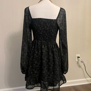 Junior Dress Black with White flower decor